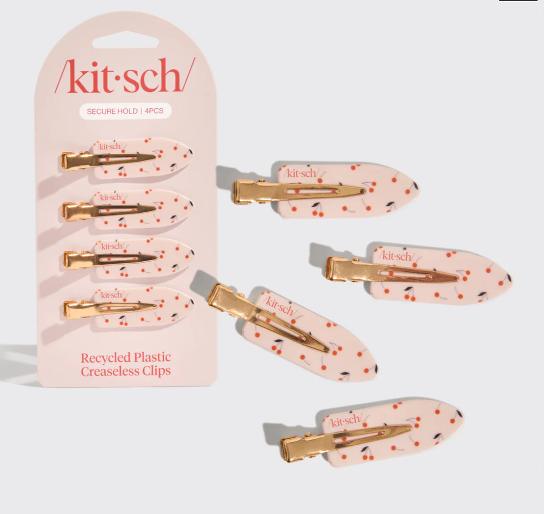 Kit. Sch Cherry Print Creaseless Clips 4pc Set