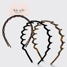 Load image into Gallery viewer, KITSCH - Zig Zag Headband 2pc - Black &amp; Tort
