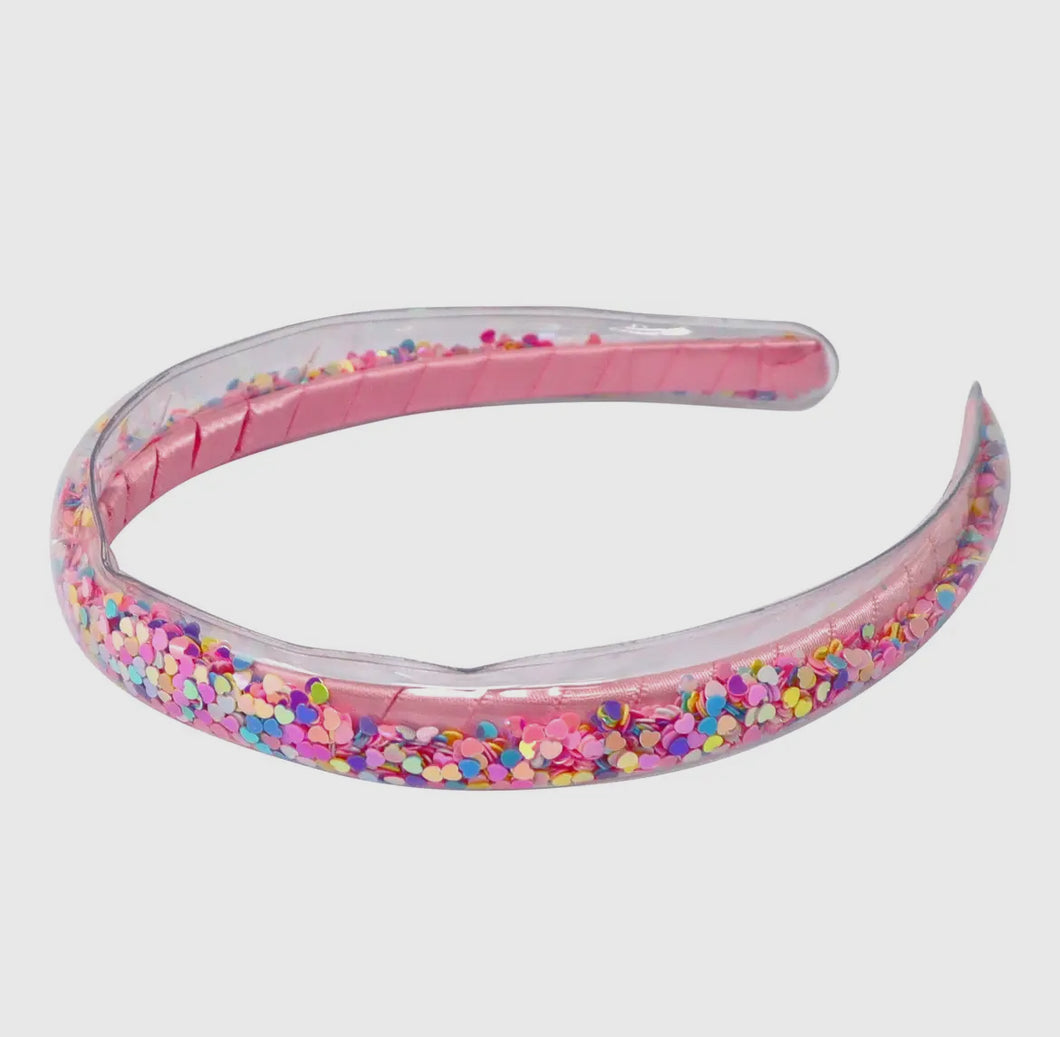 Pink Poppy Rainbow Hearts Glitter Headband