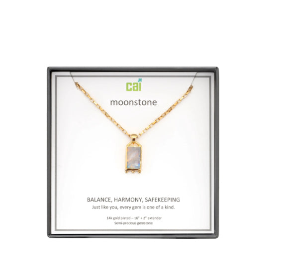 CAI Gold Rectangle Moonstone Necklace