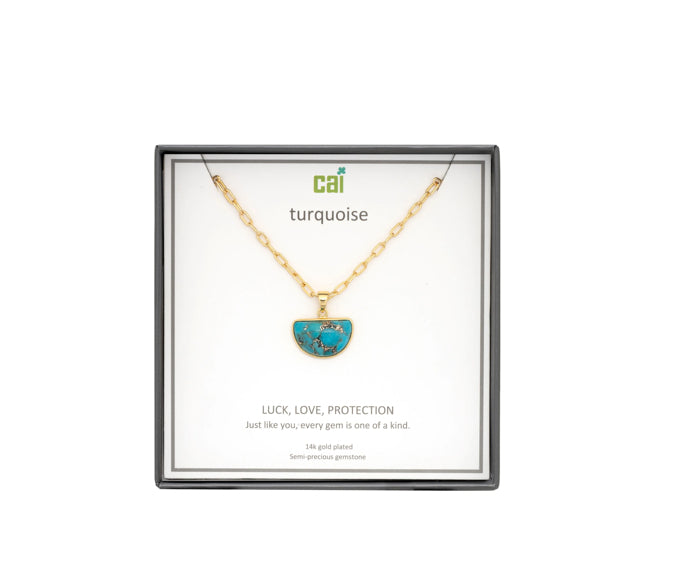 CAI Gold Halfmoon Turquoise Necklace