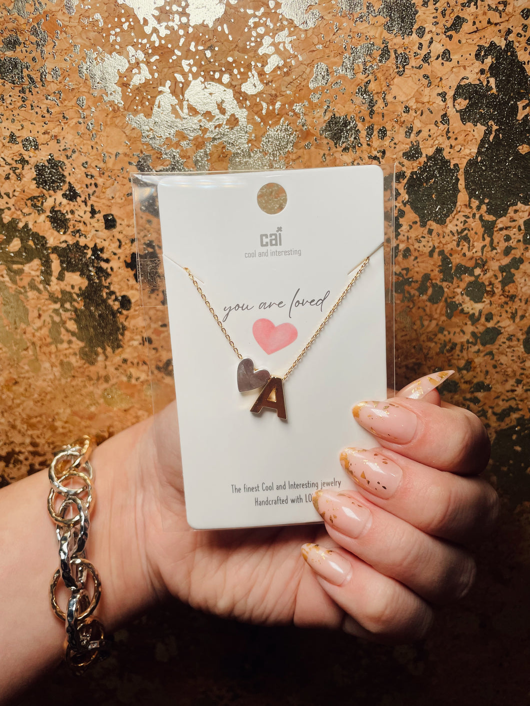 CAI Two Tone Full of Love Initial Necklace