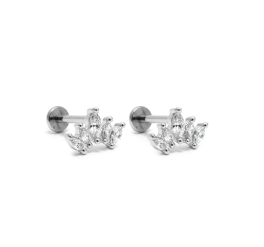 CAI Silver Oval Flat Back Stud Earring