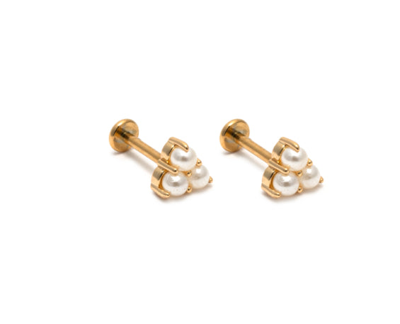 CAI Pearl Flat Back Stud Earring