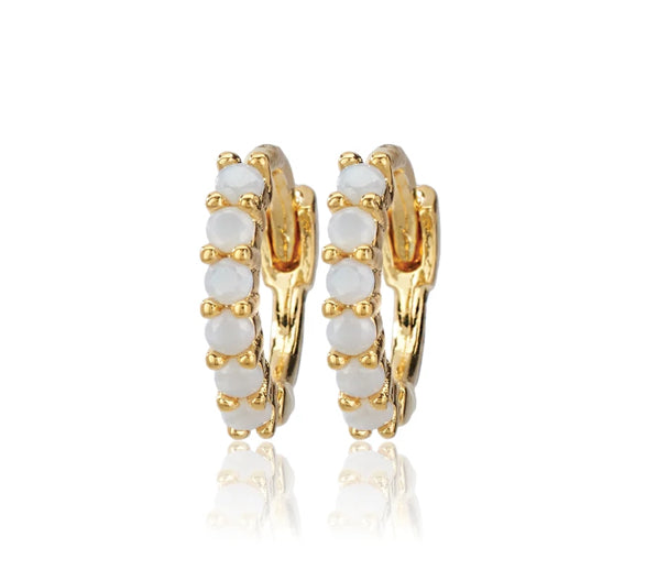 CAI Gold Opal Half Round Stone Huggies