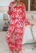 Load image into Gallery viewer, Pink &amp; Red Bow Pajama Set
