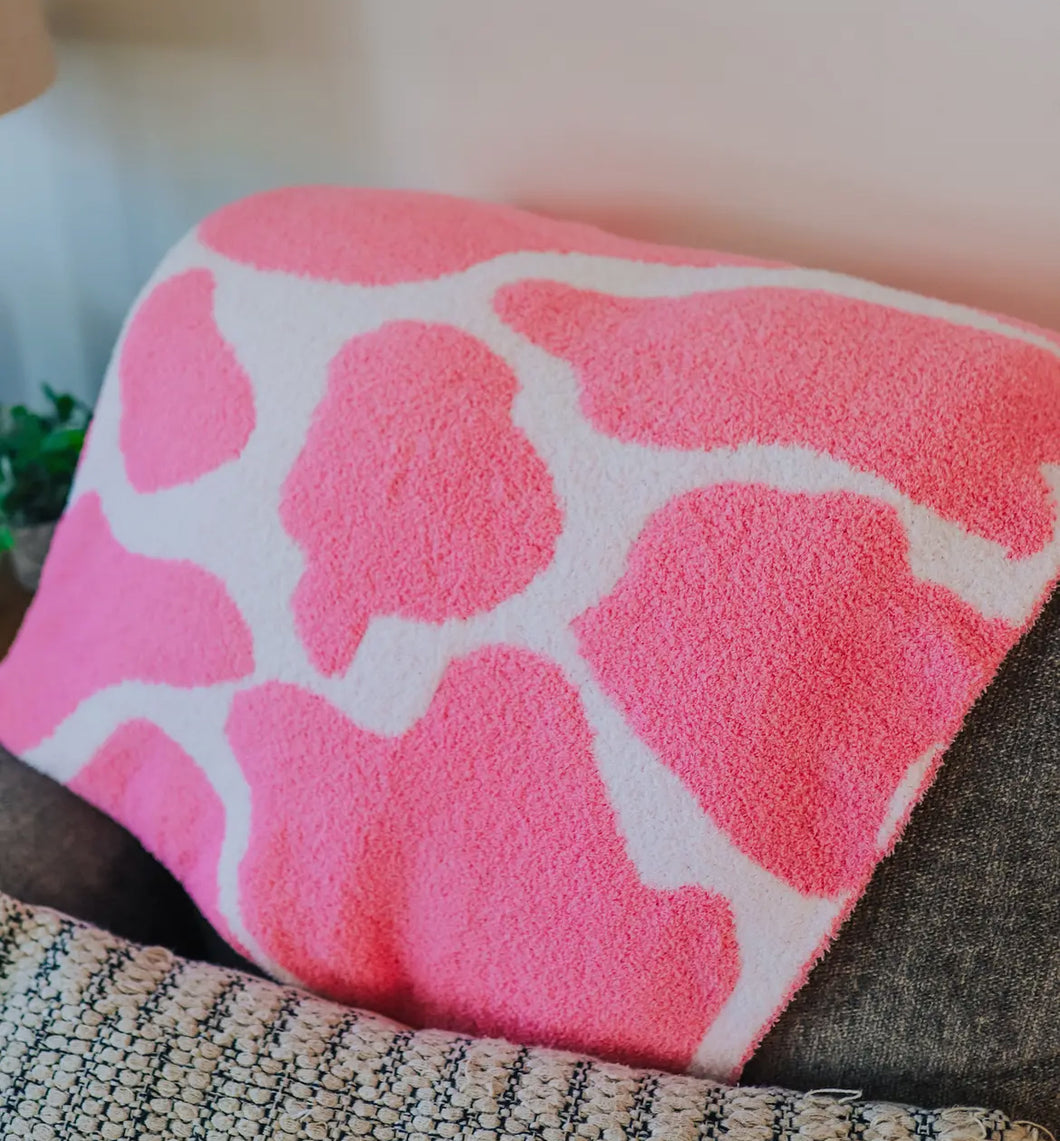 Mid Western Merch Pink Cowhide Throw Blanket