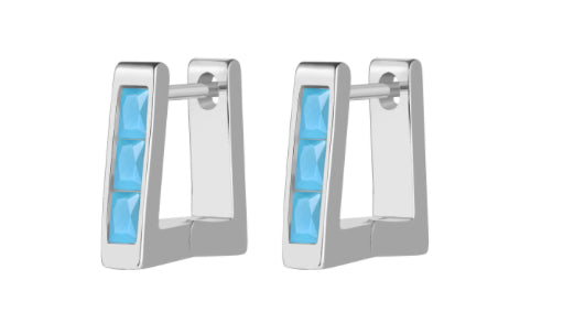CAI Silver Trapezoid Turquoise Earrings