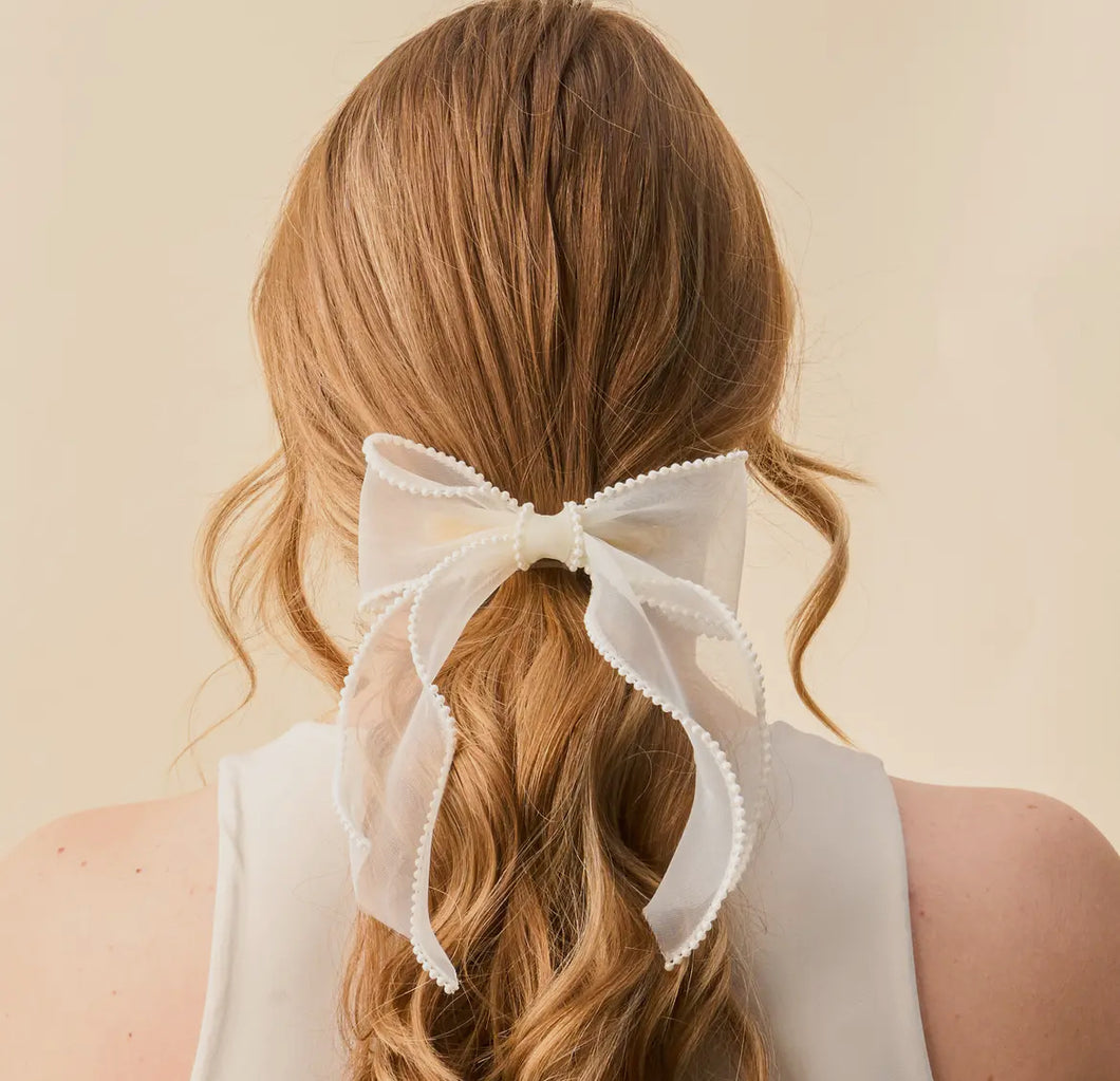 The Darling Effect Sheer Pearl Hair Bow