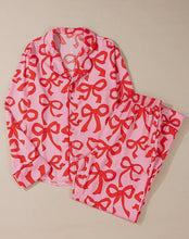 Load image into Gallery viewer, Pink &amp; Red Bow Pajama Set
