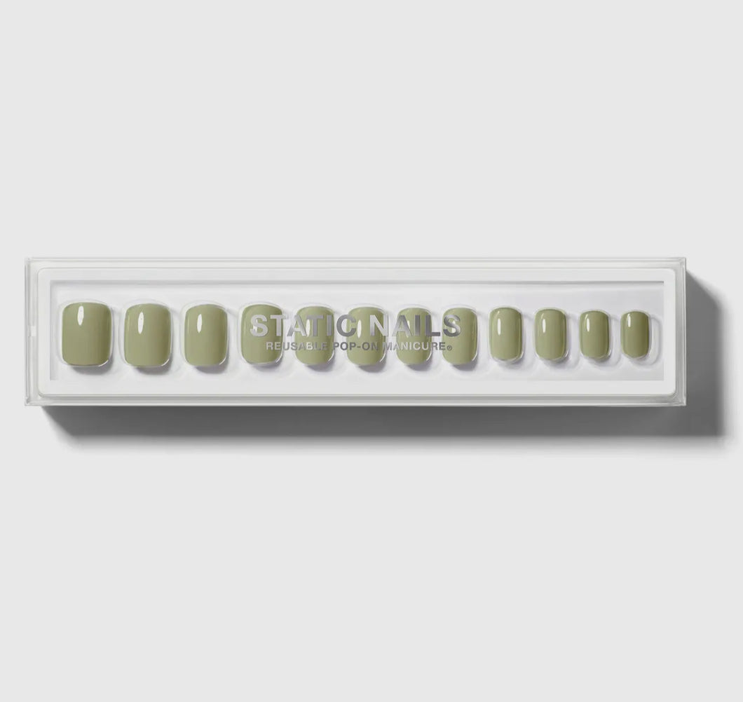Static Nails Olive Square