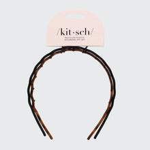 Load image into Gallery viewer, KITSCH - Zig Zag Headband 2pc - Black &amp; Tort
