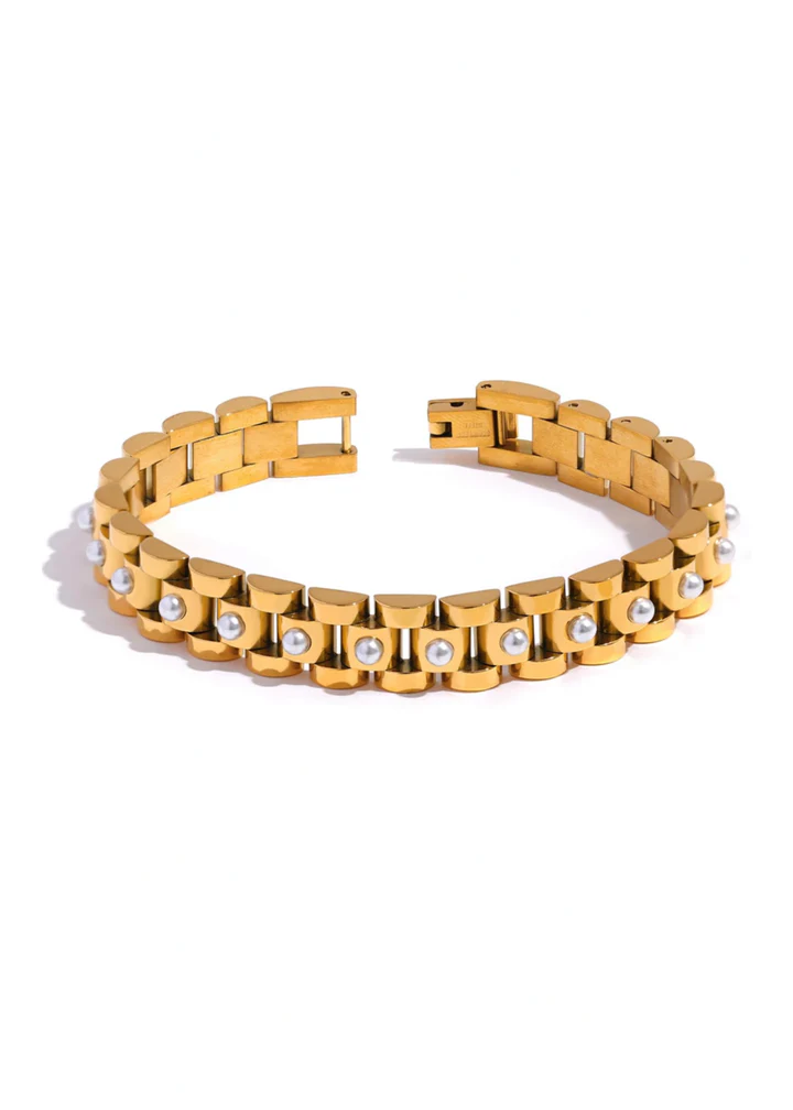 HJane Pearl Wristwatch Chain Bracelet