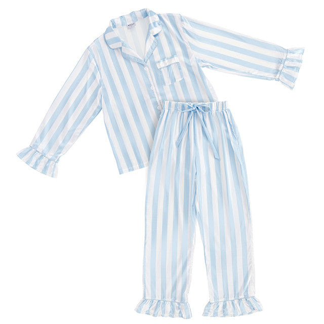 Bella Sleep + Spa Blue Ruffle Pajama Pant Set